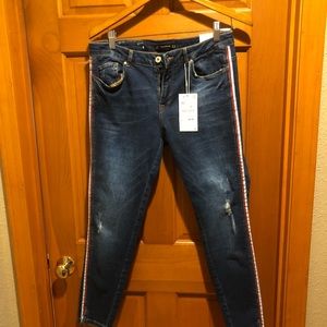 Zara Red White and Blue Striped Jeans